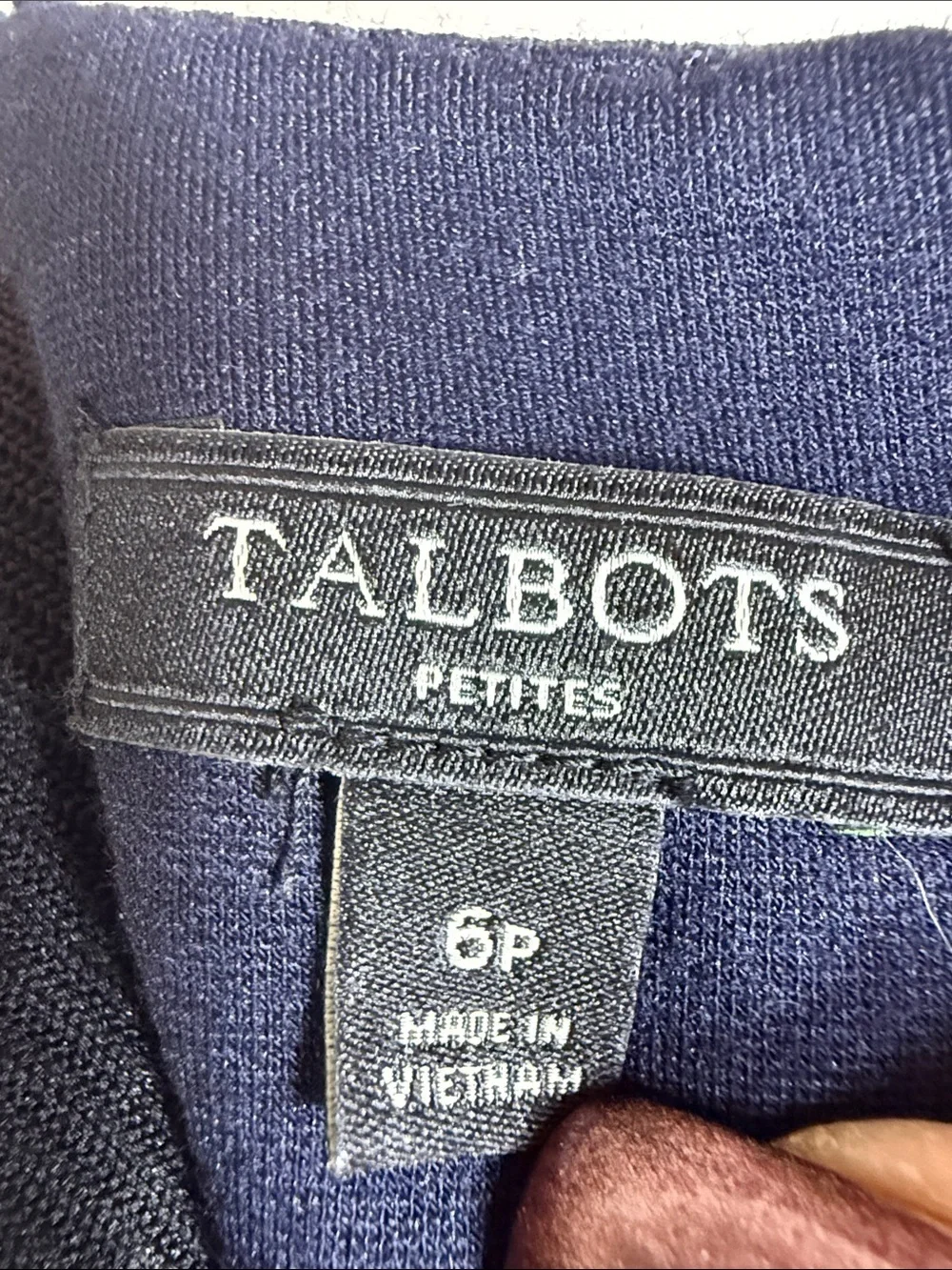 Talbots Navy Floral-Trim Sheath Dress Sz 6P